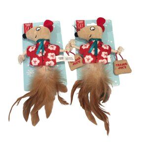 Trader Joe's 2025 Holiday Mouse with Feathers Cat Toys Set of 2
